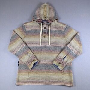 Vissla Vallemar Hoodie Mens Medium Brown Henley Western Pullover Popover Sweater